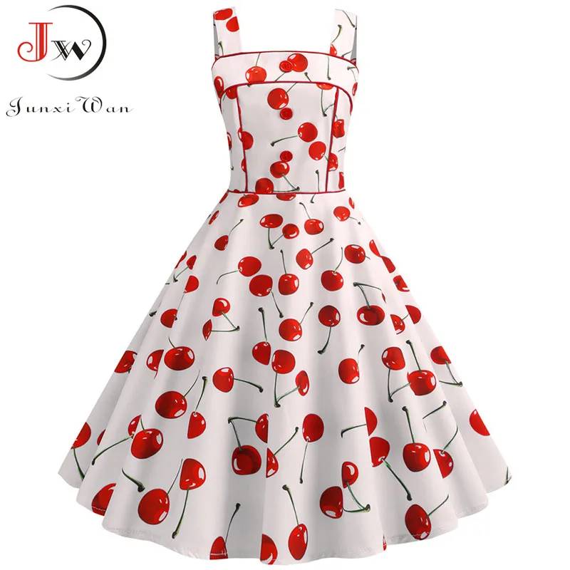Сексуальное винтажное летнее платье с принтом женские платья вечерние 50s
