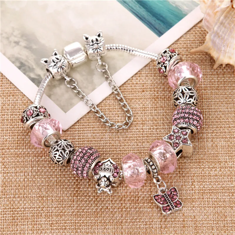 Новинка 2019 подвеска-бабочка с розовым кристаллом/искусственное дерево милые