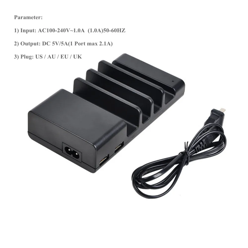Многопортовая usb зарядная док-станция, универсальный настольный органайзер для быстрой зарядки, дорожная настенная зарядная станция, адаптер питания EU/US/UK/Plug