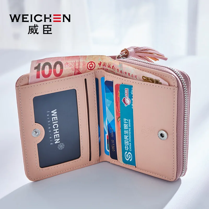Женский кошелек WEICHEN с кисточками кармашком для монет на молнии держатель карт