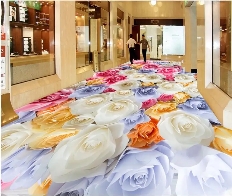 Пользовательские 3d полы высокой четкости цветы обои пол фрески