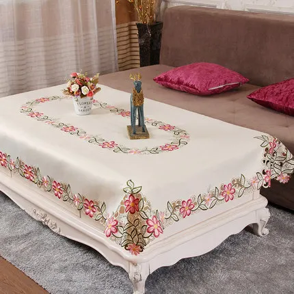 

European embroidery coffee table cover table tablecloth fabric lace flower simple household cover towel coffee table cloth
