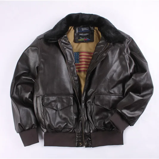 Coffee Leather Coat Куртка-бомбер из искусственной кожи, мужская зимняя куртка с меховым воротником, Классическая свободная мотоциклетная куртка, Мужская куртка-пилот, Ретро стиль, толстая теплая куртка - Цвет: Coffee Leather Coat