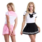 IEFiELженские подгузники для влюбленных школьниц, с застежкой в промежности комбинезон с мини-плиссированной юбкой, Клубная одежда, костюм для косплея