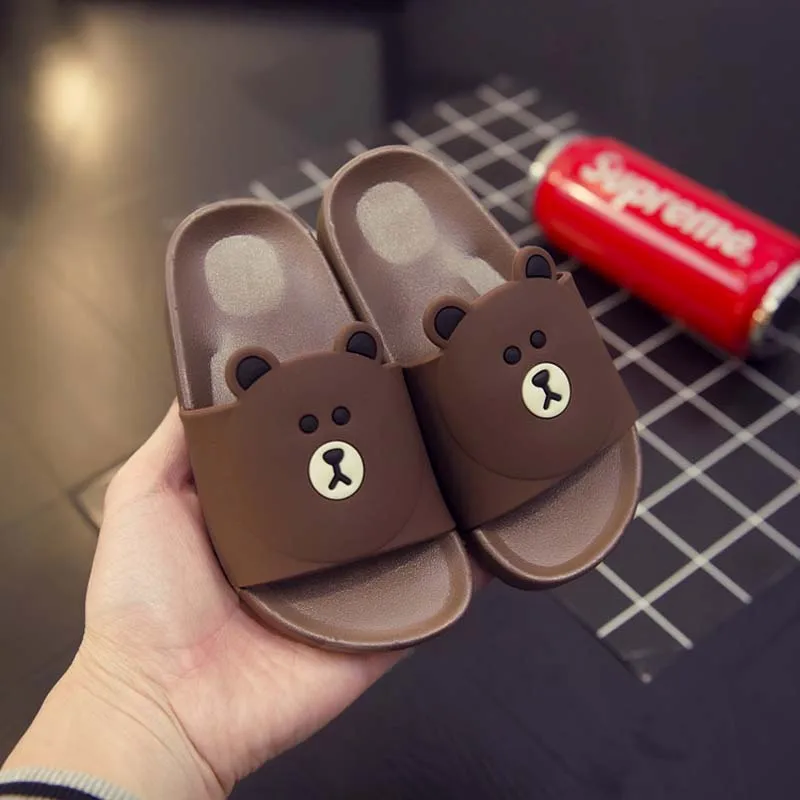 Baby Boys Girls Bear Pattem Slippers Toddler Children Flip Flops Barefoot Child Non-slip Shoes Swimming Summer for Kids baby 