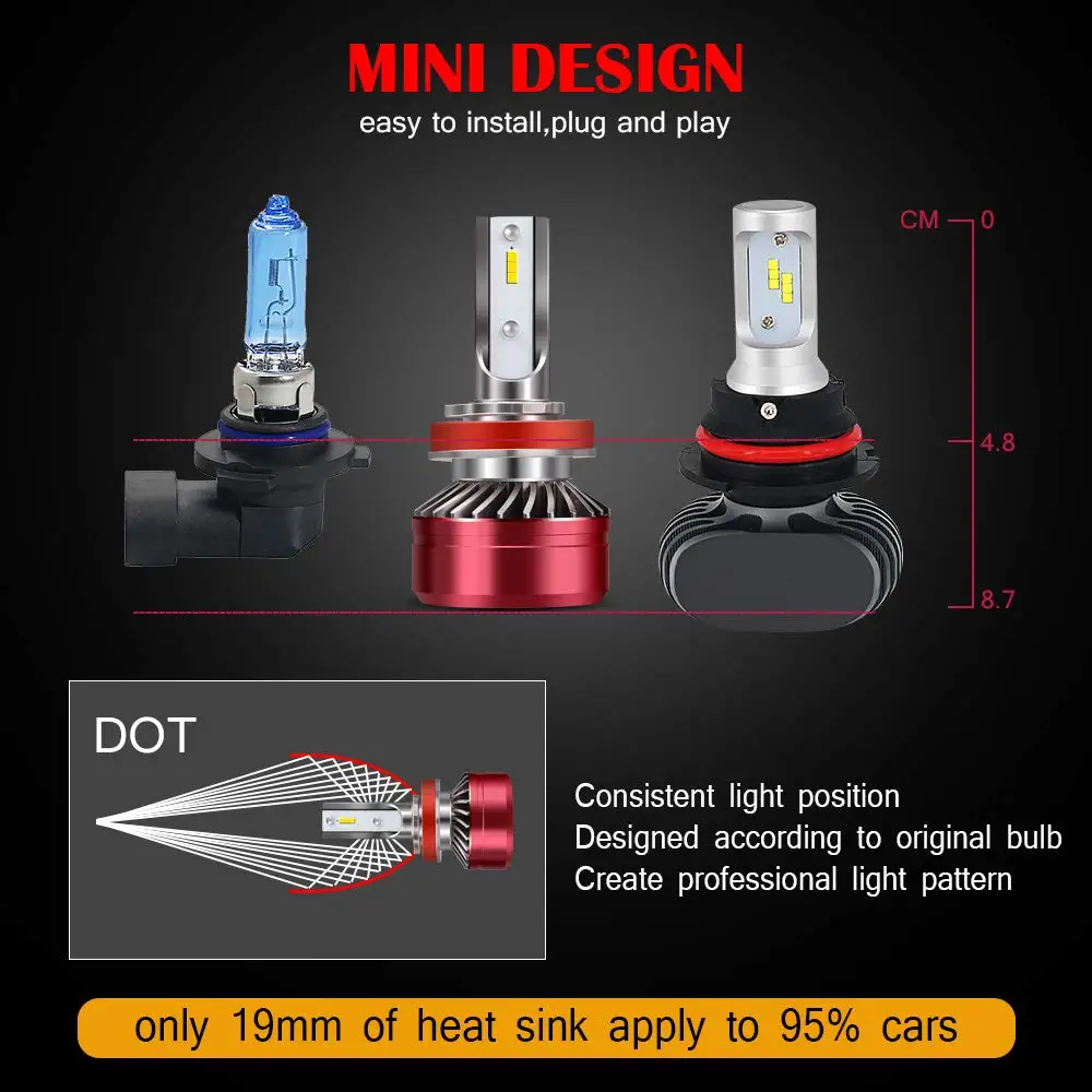Светодиодный фонарь H11 H8 H9 / H7 H4 9004 /9005 HB3 9006 HB4 /9007 HB5 /9008 H13 H16 5205 светодиодный