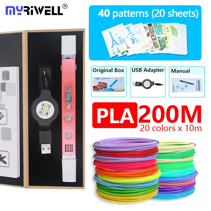 Высококачественная 3d ручка myriwell RP100C металлический корпус 3 d PCL ABS PLA режима