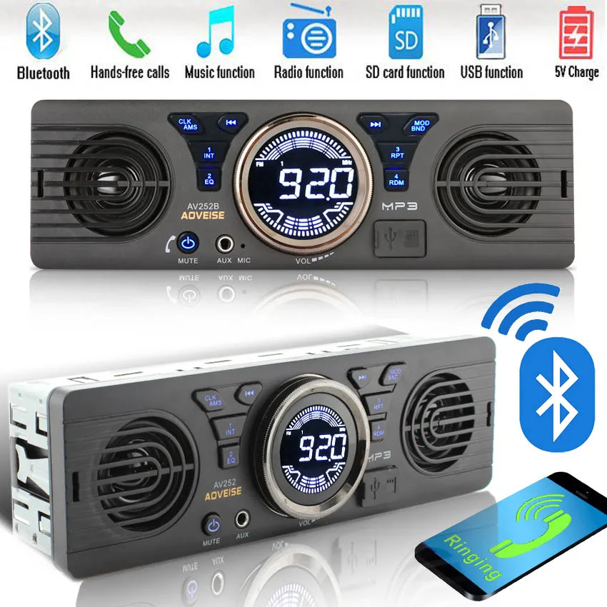 1 din автомагнитола MP3 плеер встроенный 2 динамика Поддержка USB SD AUX Bluetooth fm радио