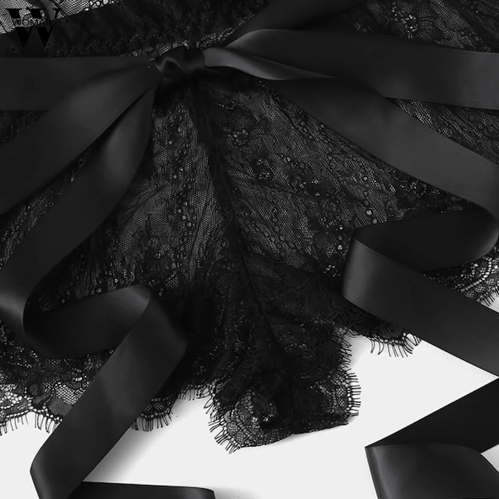 Полупрозрачный женский кружевной комбинезон с перекрестными ремнями женское