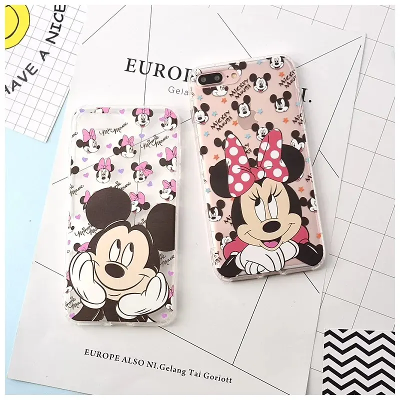 New cute cartoon mickey mime silicone transparent TPU case Covers For iphone 6 s 6plus 6splus 7 7plus free shopping |