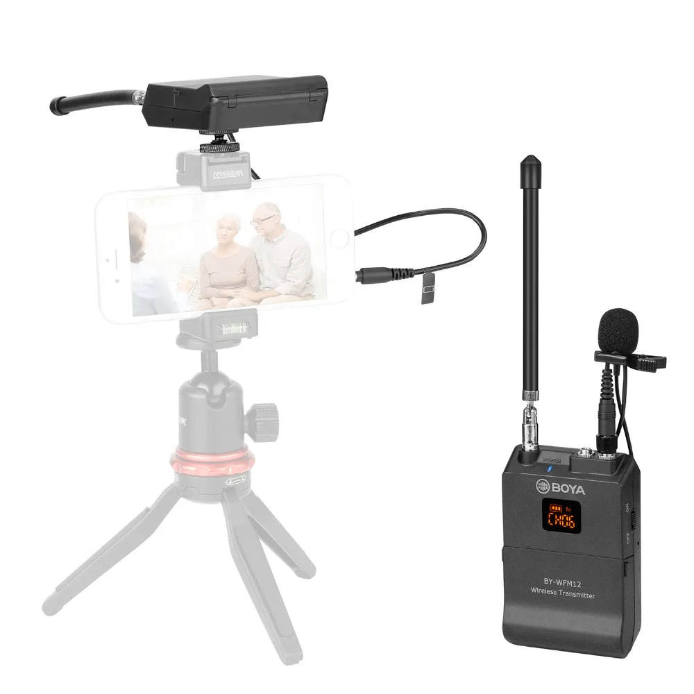 BOYA BY WFM12 VHF Беспроводная микрофонная система для IOS Android смартфонов видео DSLRs