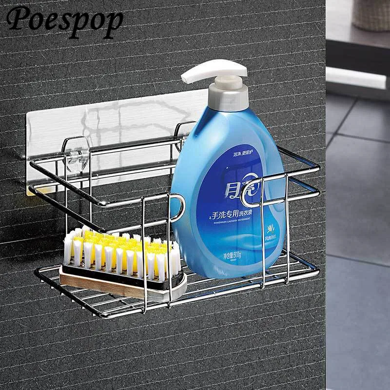 Прочные стеллажи для хранения POSEPOP Полка на присоске ванной комнаты со съемным