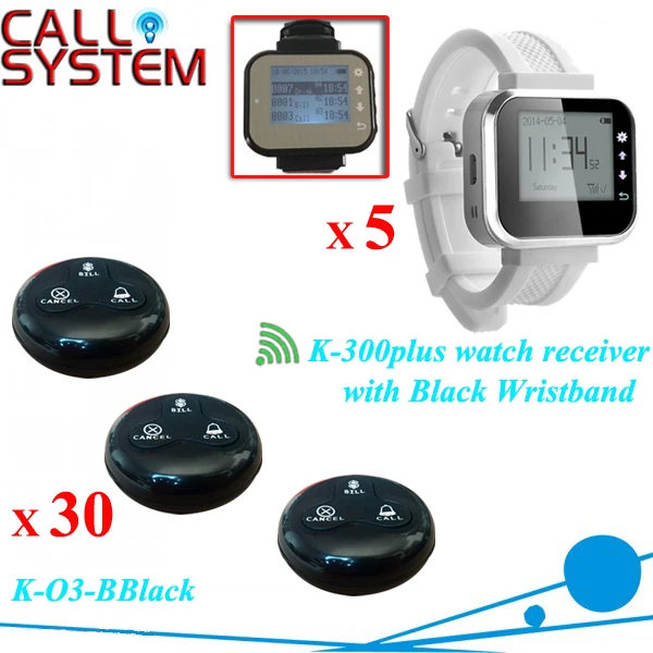 

Restaurant remote ordering paging system 5 watch for waiter/waitress W 30 table buzzer 3-key (CALL;BILL;CANCEL)