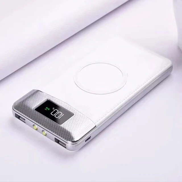 QI Беспроводное зарядное устройство для iPhone 8 8 plus XS power Bank Внешний аккумулятор встроенный беспроводной зарядное устройство power Bank портативный - Цвет: Белый