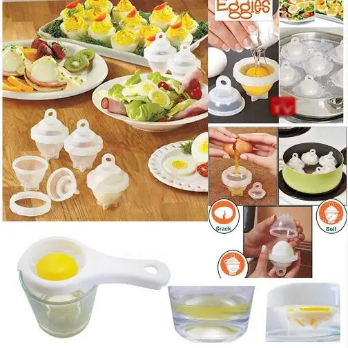 Жесткая варочная яичная плита 6 Eggies без ракушек с бонусом яичный белый сепаратор