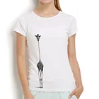 Жираф только на своем пути Милая футболка для женщин модные топы футболки для девочек в повседневном стиле, футболка с короткими рукавами с О-образным вырезом для девочек, Повседневная футболка