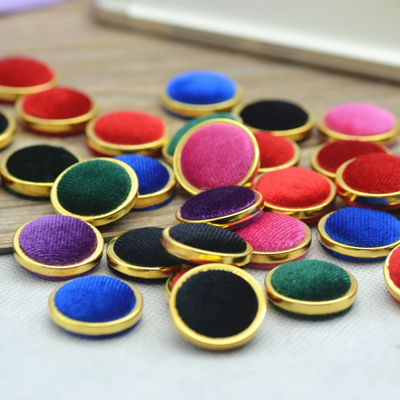 Новое поступление 20 мм 30 флок тканевые покрытые пуговицы с плоской задней