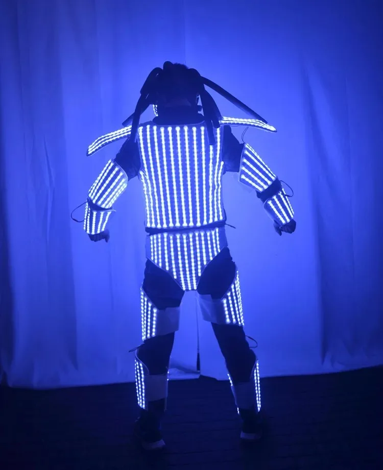 

LED Robot suit Costume with helmet and optical fiber hair