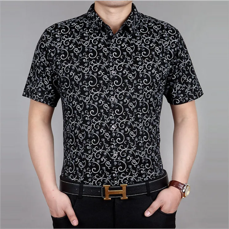 2014 brand fitness fashion men men's shirt desigual casual shirts summer business man clothing printed short sleeve camisas XXXL | Мужская
