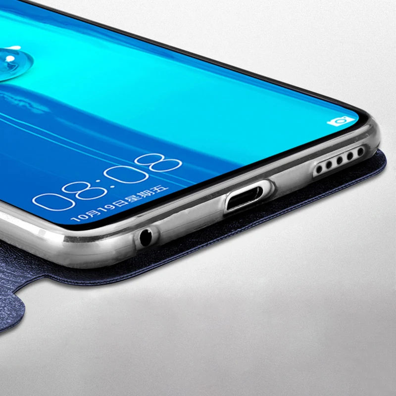 Mofi для huawei Y9 2019 чехол Флип кожаный y9 Силиконовая задняя крышка Роскошные случае 6 5