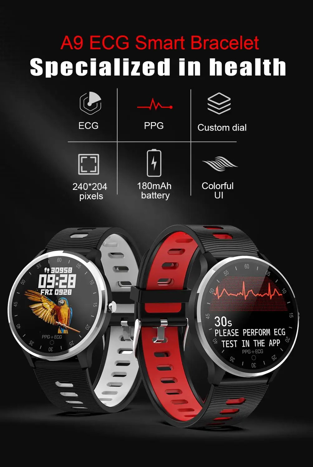 L7 ECG PPG Смарт часы для мужчин и женщин электрокардиограф ЭКГ дисплей Холтер