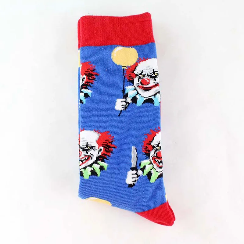 Happy Socks, новинка, мужские носки с рисунками животных, женские винтажные носки с масляной краской, Акула, Мона, Лиза, Короткие забавные хлопковые носки с креативным рисунком - Цвет: Blue clown