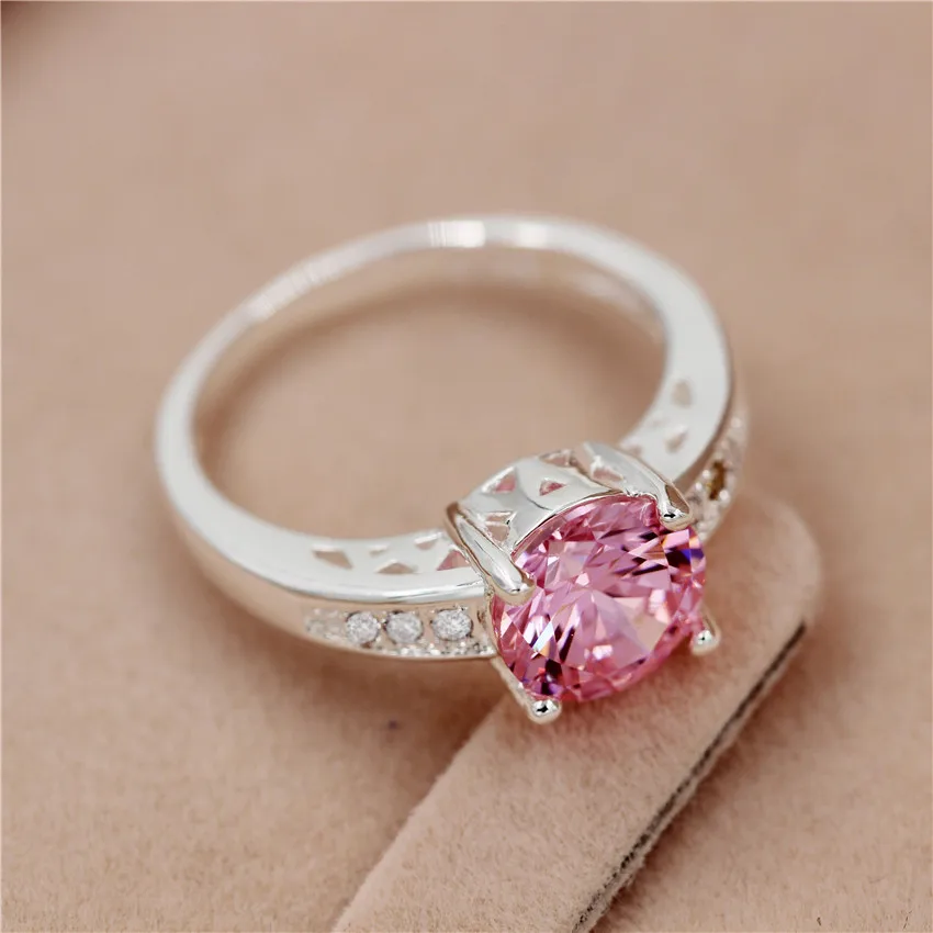 Uloveido 5% С Кубического Циркония Розовый Круглые Кольца для Женщин Кольцо Женщина