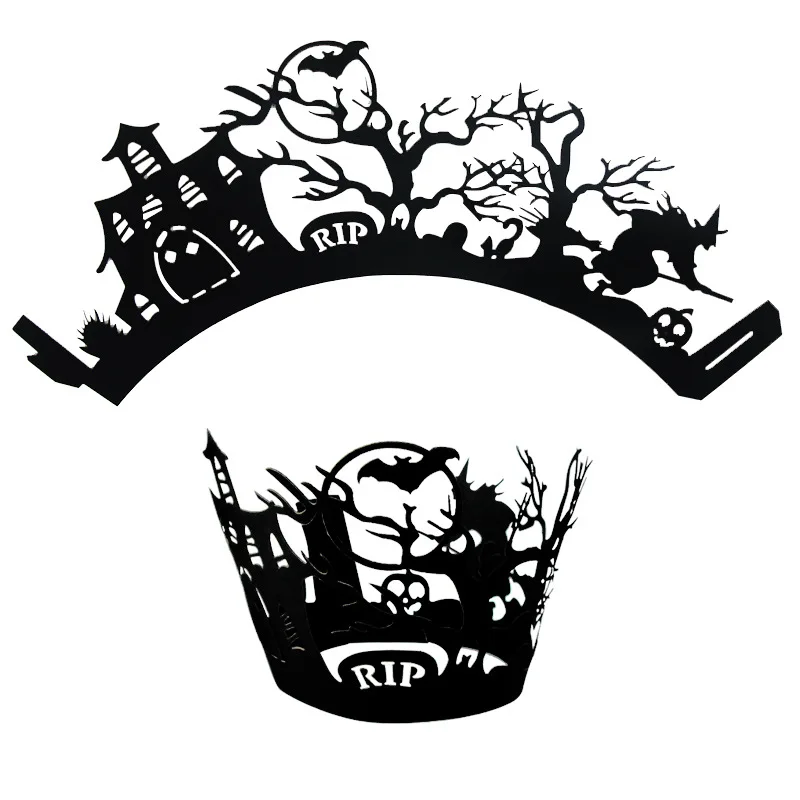 12 шт./компл. Хэллоуин паук кекс выдалбливают обертки бумага декор для вечеринки