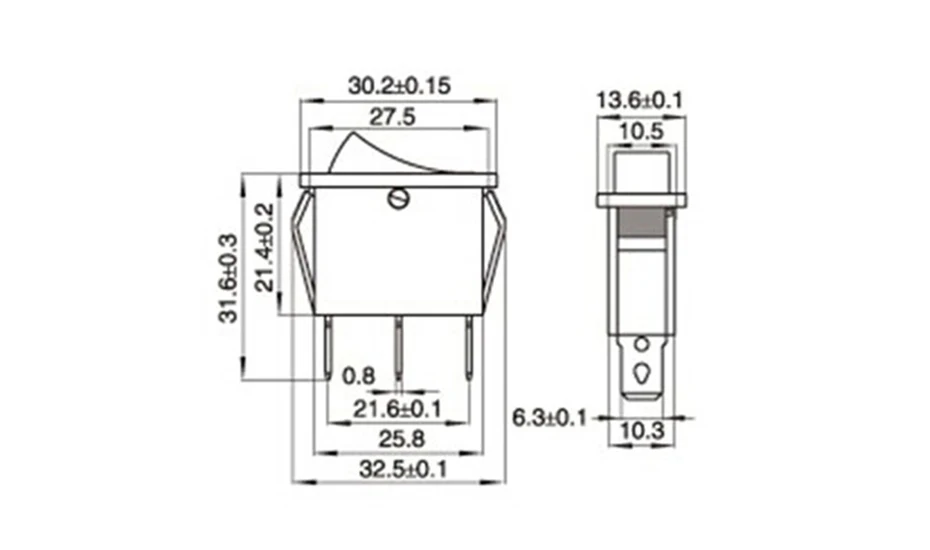 5 шт./лот красный светодиодный индикатор 3 контакта SPST вкл/выкл G132 лодочный