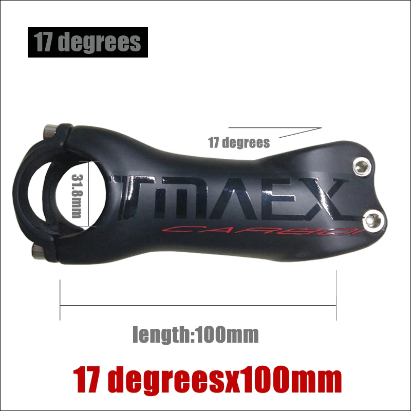 17 degrees 100mm TMAEX черный матовый карбоновый держатель велосипедный вынос руля велосипеда, углеродный руль для велосипеда стебли дороги углерода/MTB стенд 6/17 градусов 28,6 мм* 80/90/100/110/120 мм - Цвет: 17 degrees 100mm