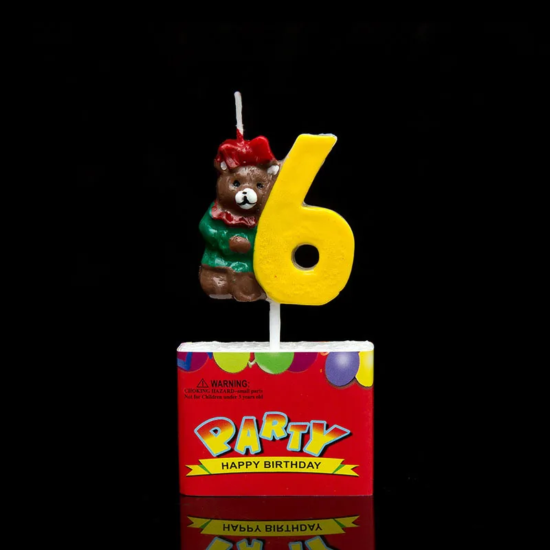 Мультяшный Мишка 0 9 цифр Экологичная цифровая свеча для детей дня рождения