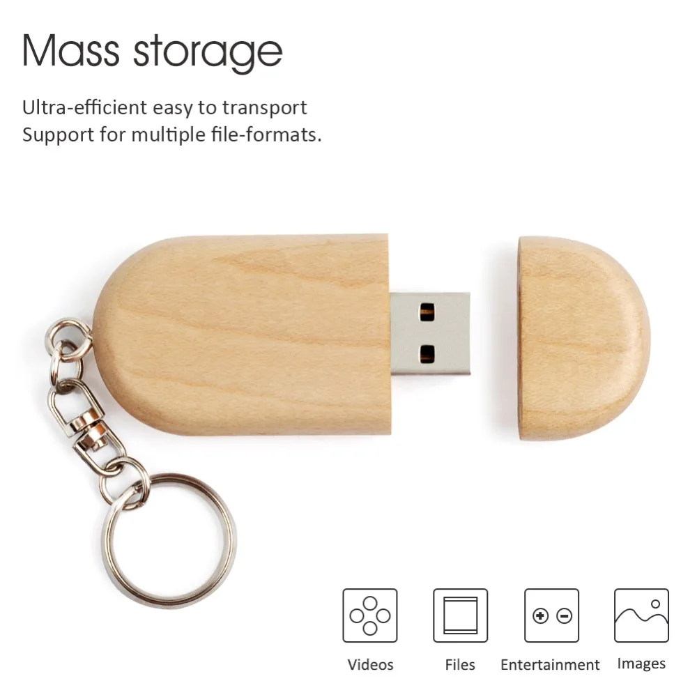 USB флеш накопитель брелок из дерева 64 ГБ 32 16 8 4 Гб|USB флэш-накопители| |