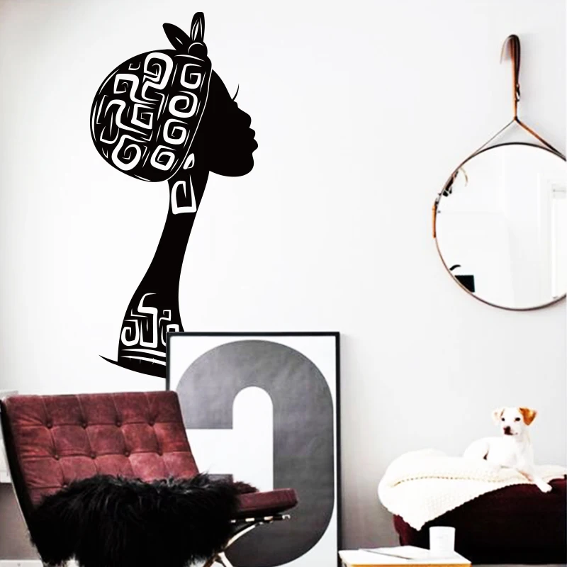 

New design cheap home decoration vinyl Art africa woman wall sticker removable PVC house decor fashion family pattern decal