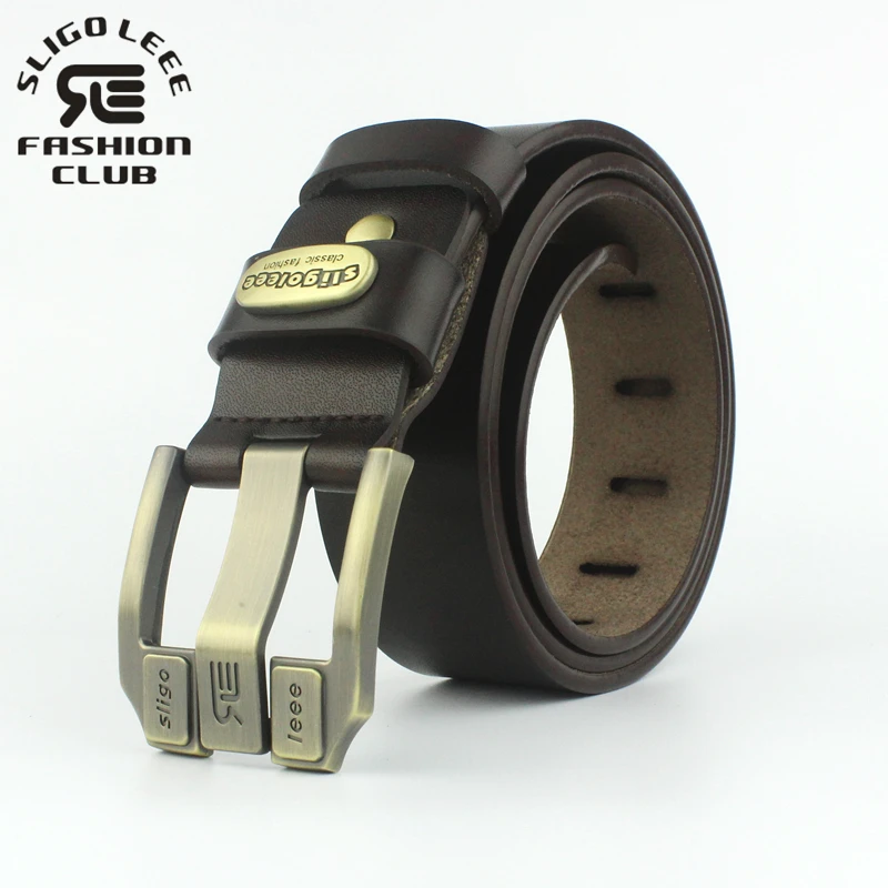 Мужской брендовый ремень SLiGOLEEE винтажный Повседневный из натуральной кожи с