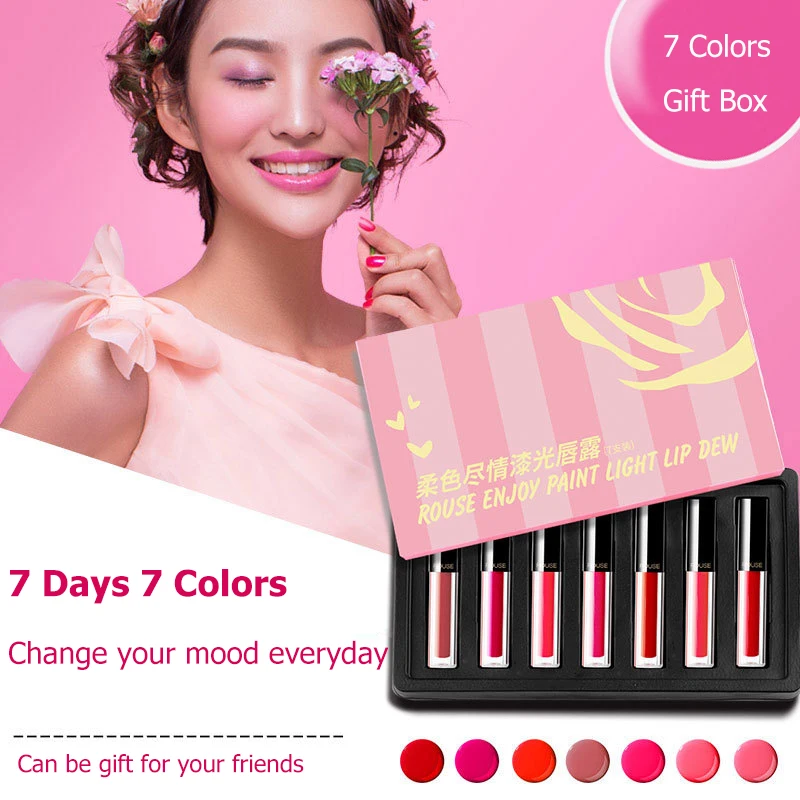 Бренд косметики 7 шт. Краски набор для макияжа губ увлажняющий зеркало масло