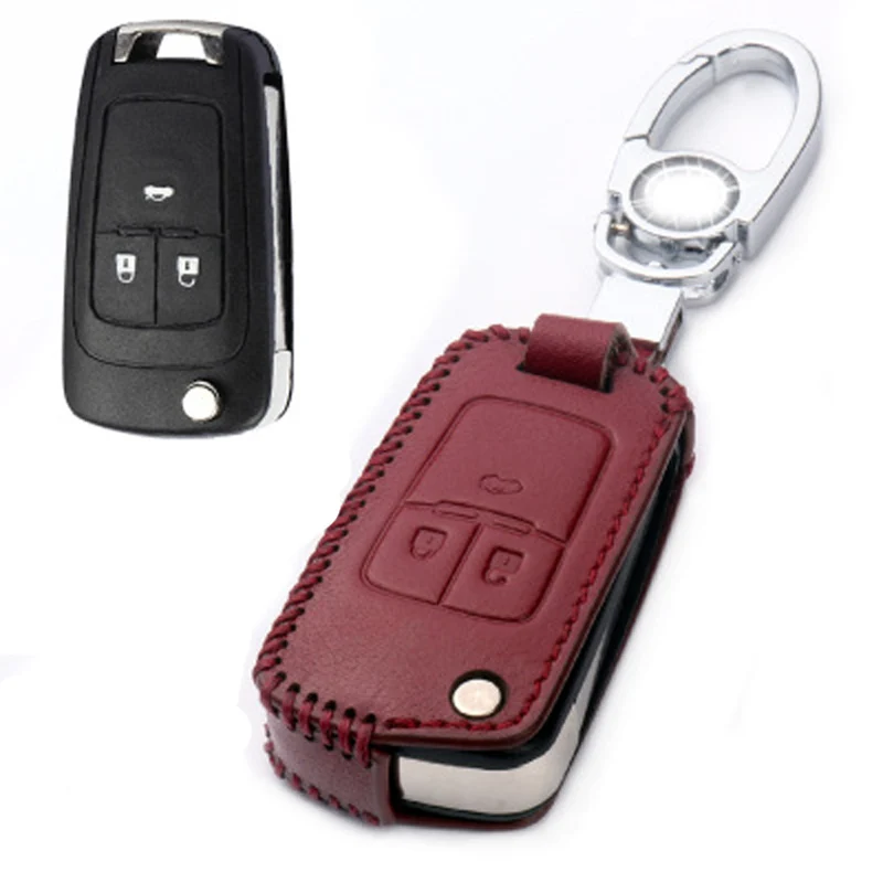 Чехол брелок из натуральной искусственной кожи с 3 кнопками для дистанционного