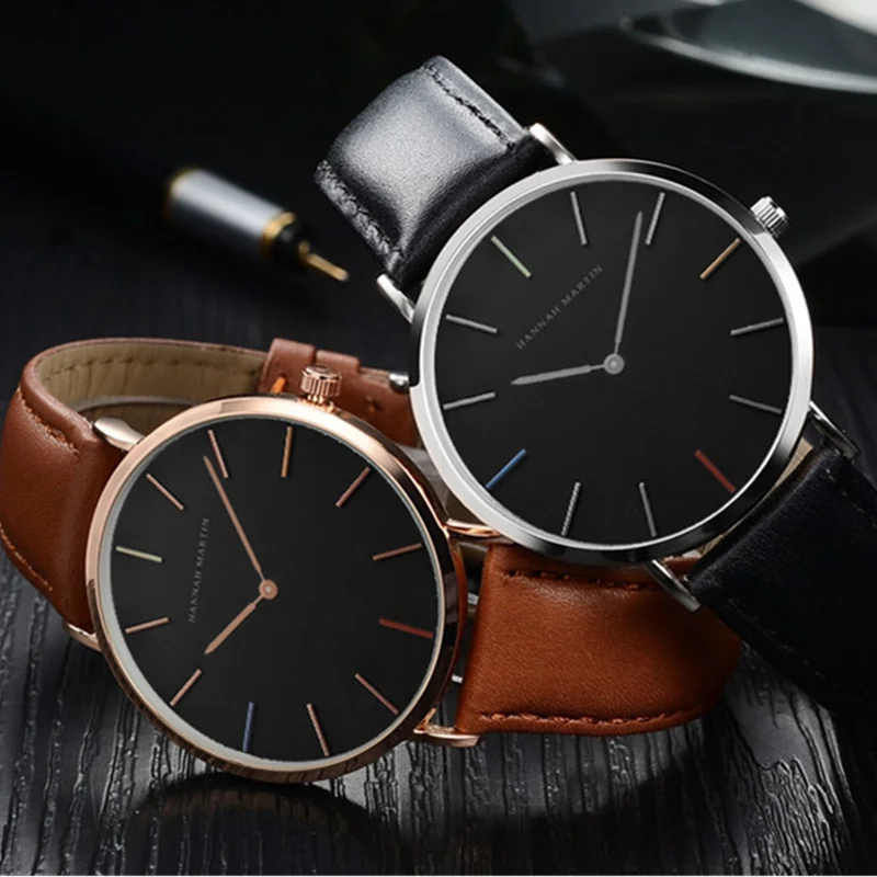 Часы Hannah Martin женские минималистские брендовые роскошные модные с кожаным