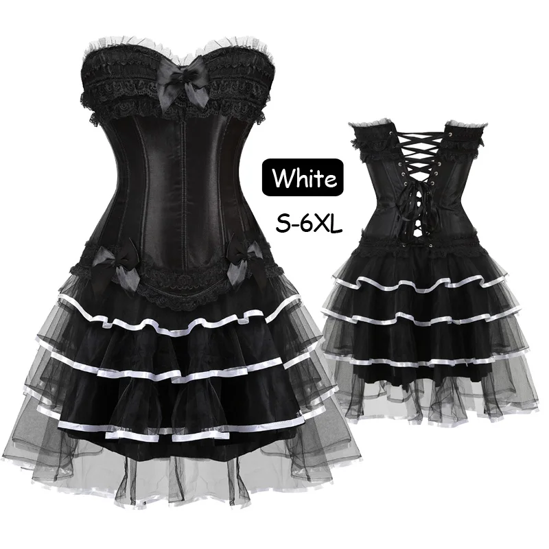 Черный корсет топ кружевная юбка-пачка женские бюстье и корсеты в стиле стимпанк