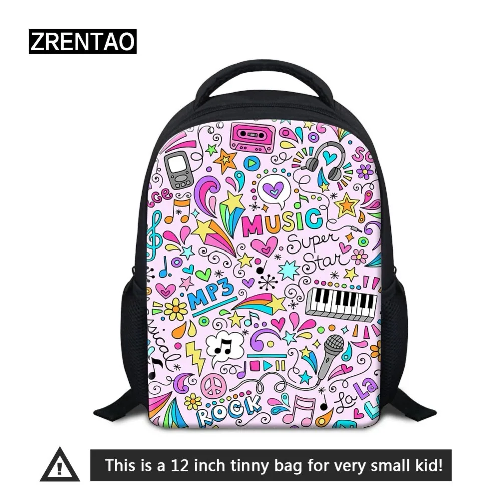 

Zренao новые модные сумки для детского сада, мини-Школьные сумки из полиэстера с 3D музыкальным принтом для малышей, дорожный рюкзак с кармано...