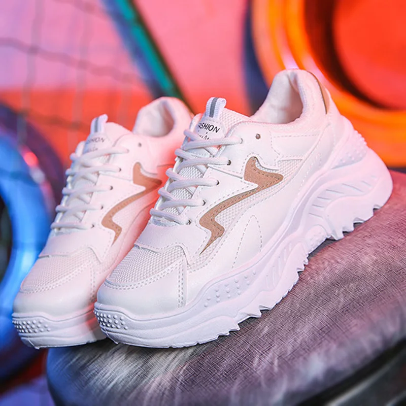 Женская Вулканизированная обувь Модные кроссовки Сетчатые на платформе Tenis Feminino