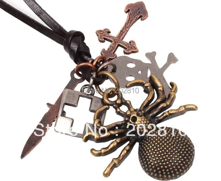 Женское Ожерелье из сплава с изображением Креста черепа паука Девы Марии 2020