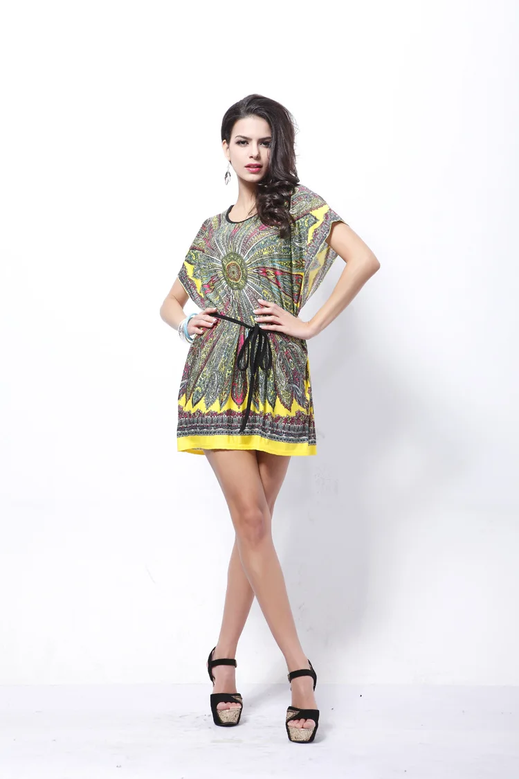 Лето 2017 г. Повседневная национальной печати платье свободно плюс размер пояса Ice