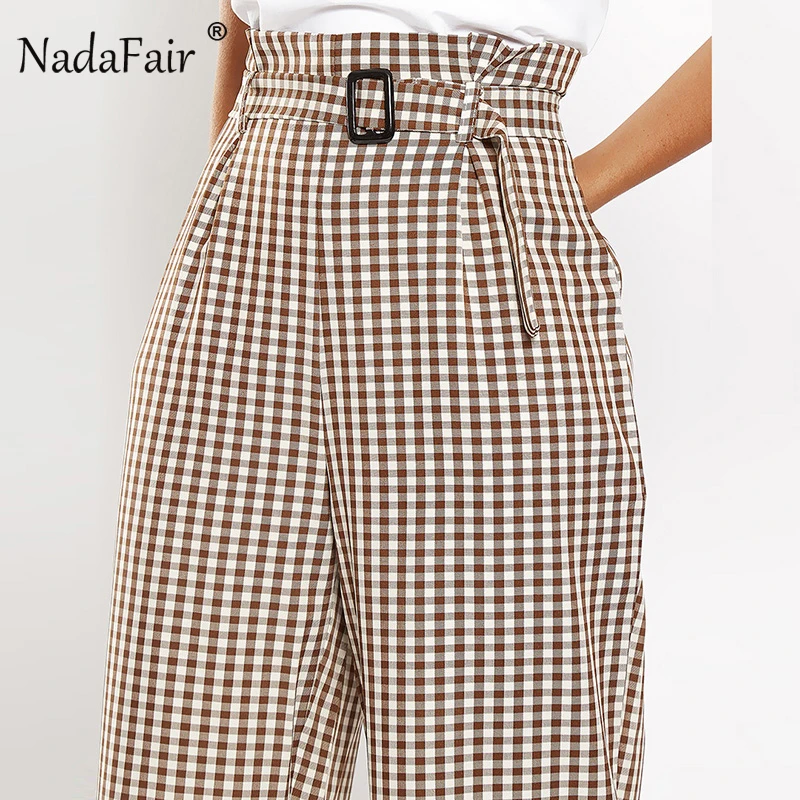 FSDA/тонкие длинные брюки в клетку Летняя женская одежда повседневные модные с