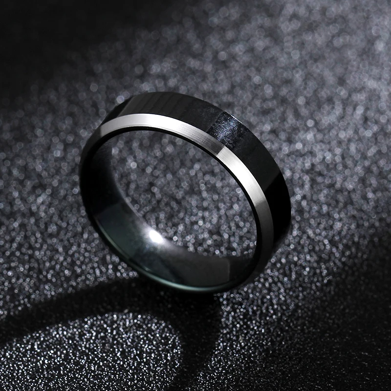 Черная двойная отделка кольцо из нержавеющей стали 316L для мужчин и женщин
