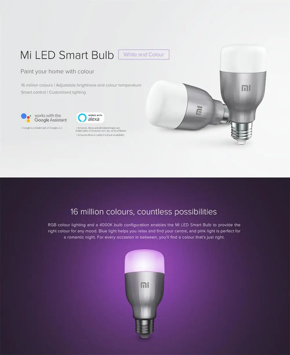 Xiaomi Yeelight смарт-лампочка WIFI RGB E27 9 Вт 220 В Волшебная диммер лампа для Alexa Google Home Mijia APP пульт дистанционного управления поколение 1