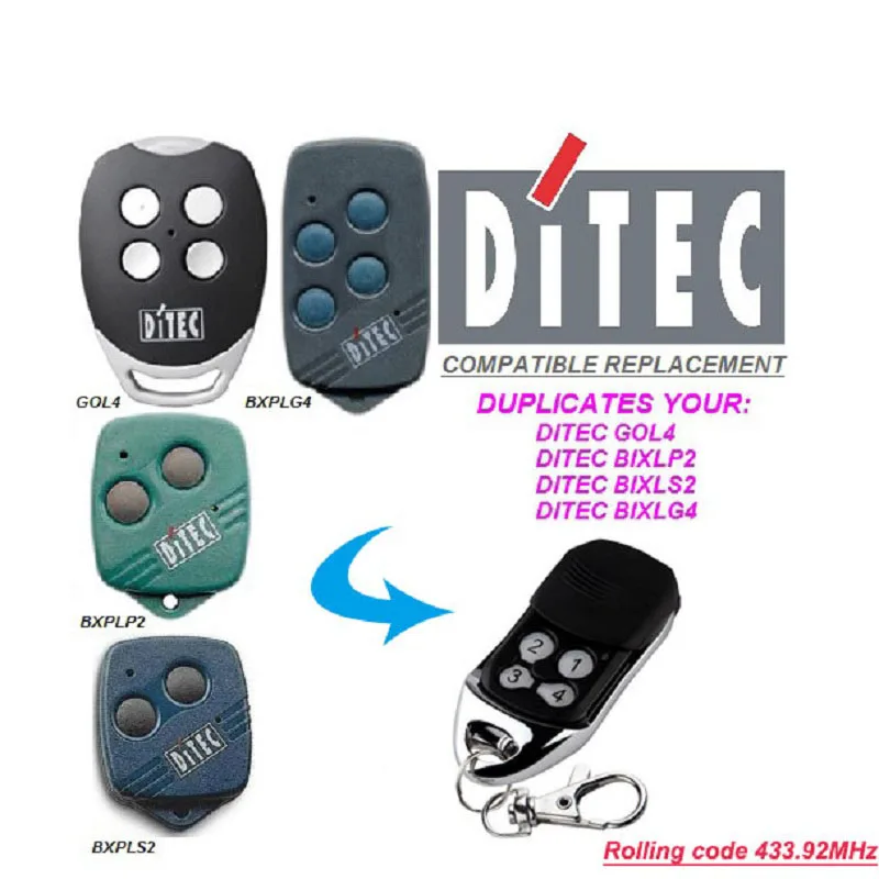 Замена пульта дистанционного управления DITEC GOL4 BIXLP2 BIXLS2 BIXLG4 433 МГц 2 шт.|Пульты ДУ| |