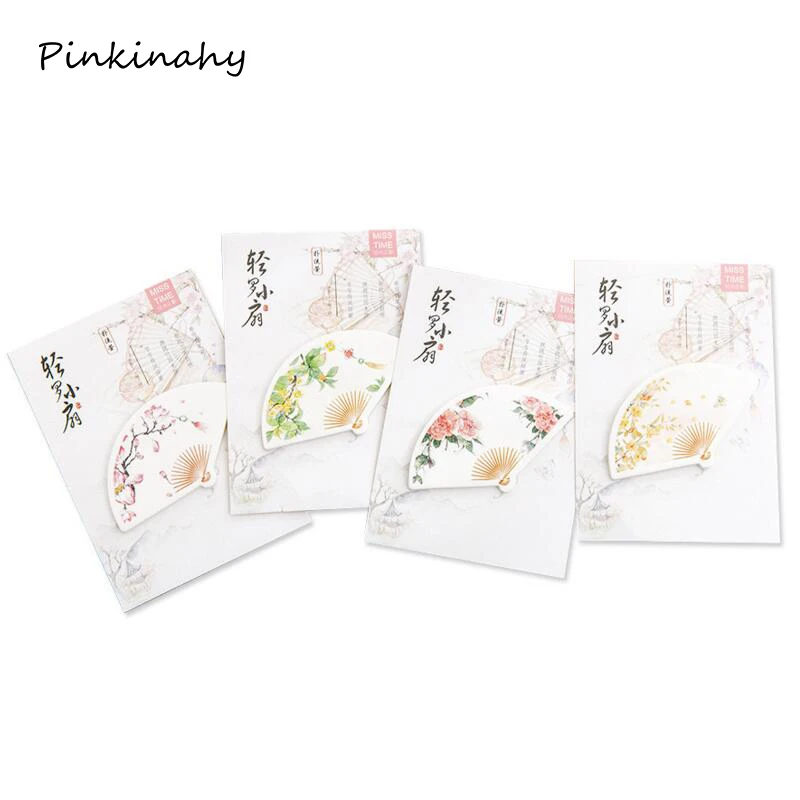 4 шт. креативный японский веер форма липкий блокнот наклейка для офисного