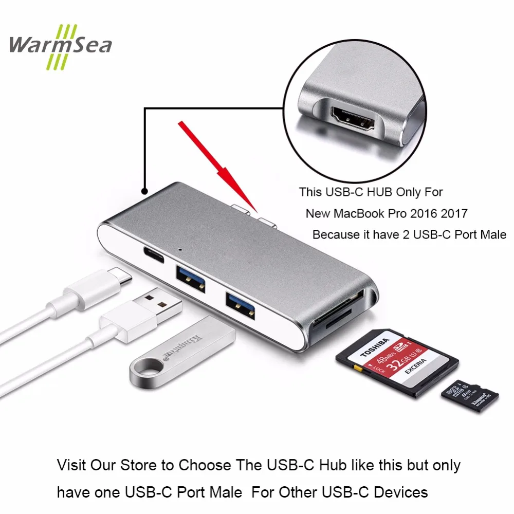 USB c концентратор HDMI 4 К Thunderbolt 3 адаптер Тип док C ключ с SD TF пройти через зарядки для