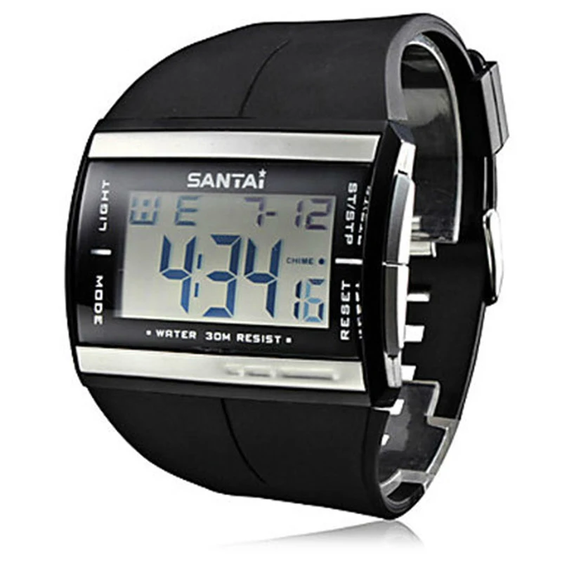 

NEW Electronic Watches Waterproof Fashion Sport LCD Digital Watch SanTai Rubber Strap Quartz Watch Men Wristwatch Dropshipping