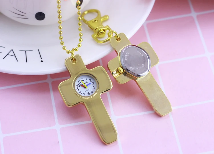 chaoyada Vintage gold Gothic Cross Model Necklace Pendant With Chain Quartz Pocket Watch Men Women Gift | Наручные часы